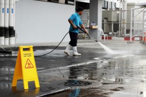 power washing commercial area in Washtenaw County